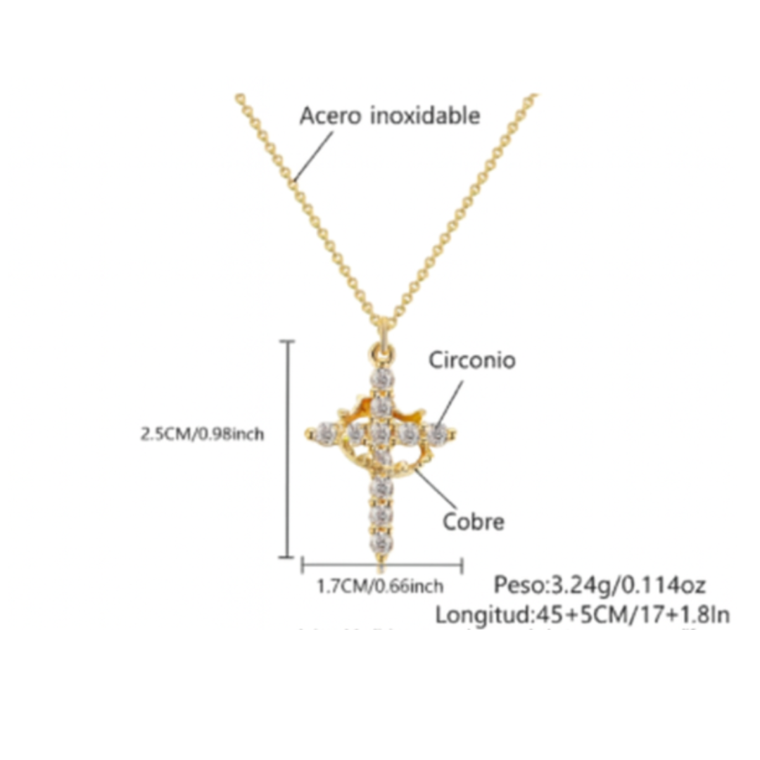 Collar Cruz con Corona Giratoria