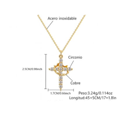 Collar Cruz con Corona Giratoria